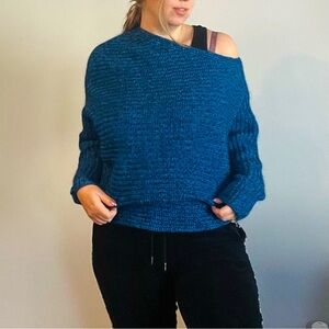 Alexander Wang Blue Off-the-Shoulder Sweater